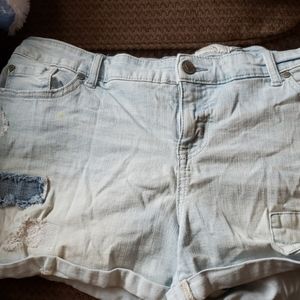 Torrid patchwork jean shorts